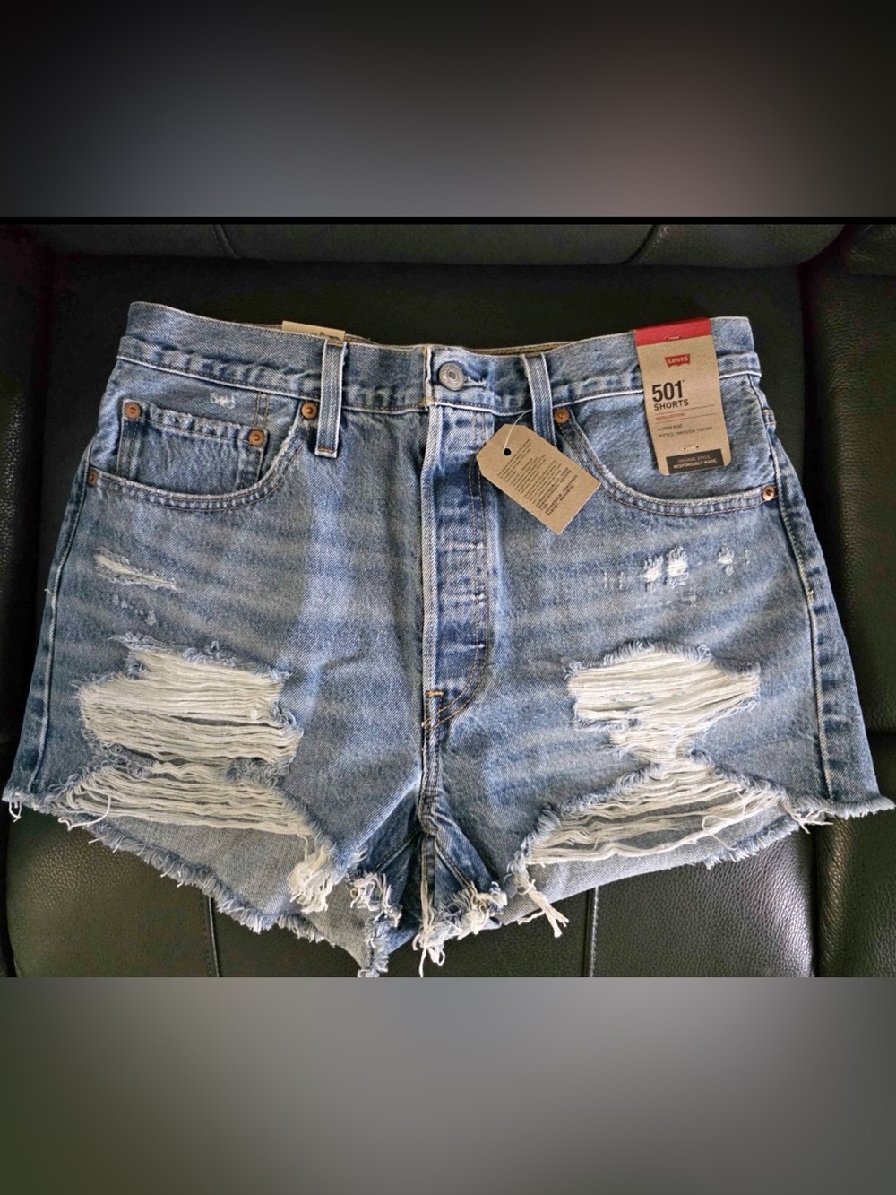 Levi's Distressed Light Blue Denim Jean Shorts